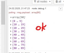 Debug interface displaying array values with a ok annotation.