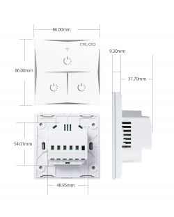 WiFi włącznik światła DIGOO DG-S601 - wnętrze, role pinów, Tasmota