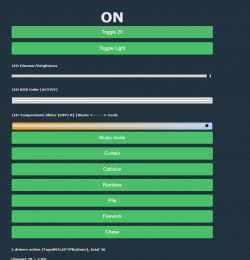 Screenshot of LED lighting control interface with various options.