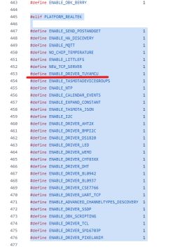 Preprocessor definitions for REALTEK platform Screenshot of code section with #define settings for REALTEK platform
