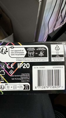 RGB LED Strip Information Label Product label with recycling information and technical specifications of the RGB LED strip.