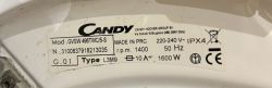 Etykieta techniczna pralko-suszarki Candy z modelem i parametrami