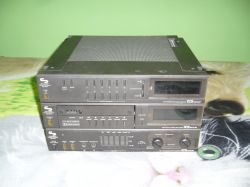 Stack of retro Schneider audio equipment from the 1980s.