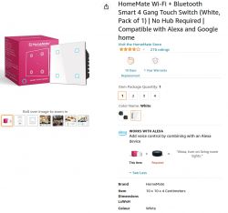 HomeMate Wi-Fi + Bluetooth Smart 4 Gang Touch Switch HomeMate Wi-Fi + Bluetooth Smart 4 Gang Touch Switch