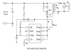 Switch-mode power supply schematic with transformer and PL3368CE/PL3368CEH controller