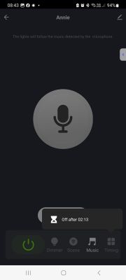 Tuya app interface with a microphone icon.