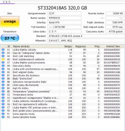 Ocena stanu dysku HDD na podstawie screena z Crystal Disk
