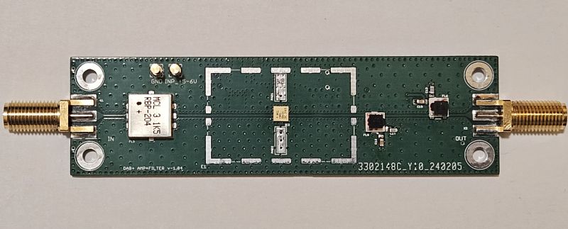 DAB Amplifier on a Printed Circuit Board Printed circuit board of a DAB amplifier with mounted components.