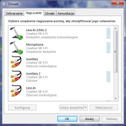 SB0460 X-Fi XtremeMusic: Jak aktywować mikrofon? Gniazdo (1) dualne