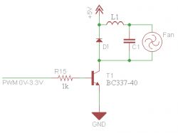 Raspberry Pi 4: Sterowanie wentylatorem SUNON 5V 0.82W 164mA przez PWM - kondensator i tranzystor
