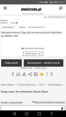 Zasięg sieci Orange w Warszawie - Ulica Króla Maciusia, Wawer, Rembertów, Marysin - LTE, UMTS
