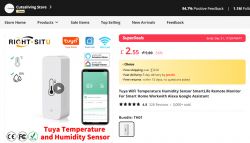 Tuya WiFi Temperature and Humidity Sensor Advertisement Advertisement for Tuya temperature and humidity sensor on an online store.