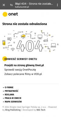 Zrzut ekranu strony 404 serwisu Onet