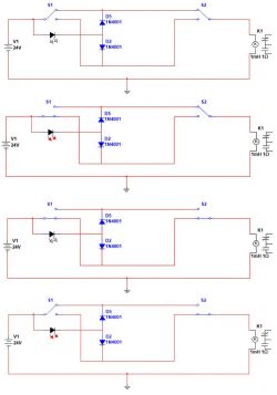 Schemat elektryczny z diodami 1N4001 i LED