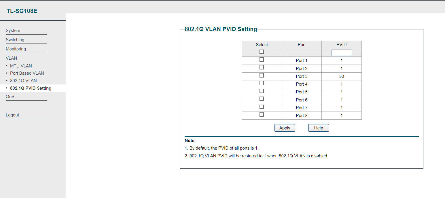 Konfiguracja Switcha TLSG108E VLAN, Podsieci, Adresacja i