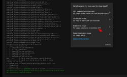 Screenshot of build log and a “What version do you want to download?” dialog with UF2 and Beken options