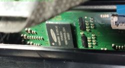 Close-up of Samsung integrated circuit on the motherboard.