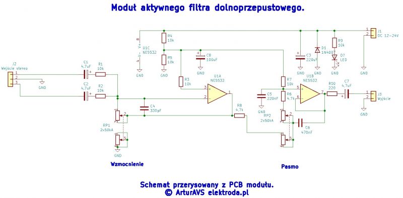 Aktywny filtr dolnoprzepustowy [Moduł filtra]
