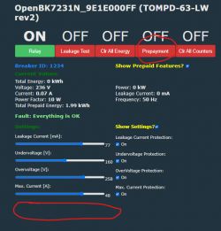Screenshot of the OpenBK7231N interface with visible settings and buttons.