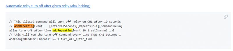 Screenshot of example code for automatic relay turn-off.