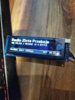 Screen displaying information about the song Message in a Bottle by The Police on Radio Złote Przeboje.