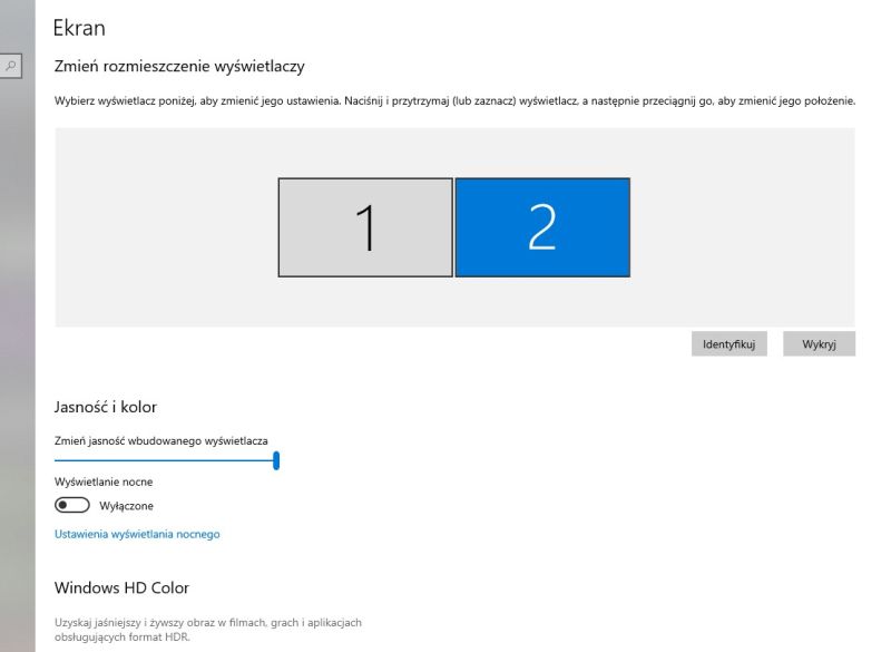Windows display settings screenshot with two monitors shown