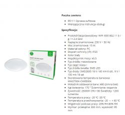 Packaging and specifications of the Woox R5111 ceiling lamp