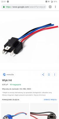 Podłączenie kabli soczewek bi LED przez kostkę męską H4 Podłączenie kabli soczewek bi LED przez kostkę męską H4