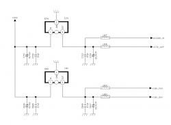 Schemat układu z dwoma stabilizatorami napięcia IC74 i IC65.