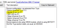 Screenshot of Tuya device configuration with highlighted elements.