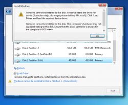 Instalacja Windows 7 z pendrive na SSD w systemie Windows 10 - błąd w BIOS?