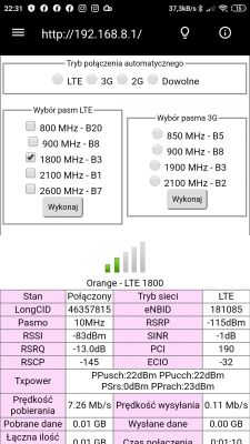 Plus LTE Huawei b535 poor coverage. Antenna selection or operator change?