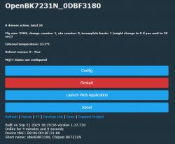 Screenshot of the OpenBK7231N interface showing device information.