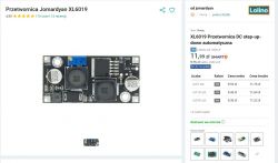 Przetwornica Jomardyan XL6019 przedstawiona na stronie internetowej z ceną i opisem.