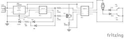 Circuit diagram with 12 V input, LM2596 buck regulator, and BDR6133 motor driver
