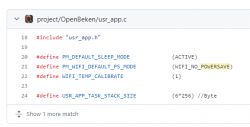 Screenshot of code in the usr_app.c file from the OpenBeken project defining power saving modes.