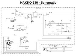 Schemat stacji lutowniczej Hakko 936 z zaznaczonym potencjometrem 5k Ohm.