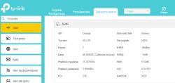 Zrzut panelu TP-Link: status 4G LTE Orange, pasmo 7, siła 100%, RSRP -96 dBm, SNR 15 dB.