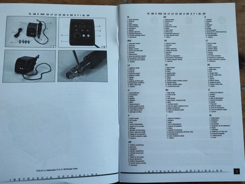 Yato YT-82457 Soldering Station Manual User manual of the Yato YT-82457 soldering station with illustrations.