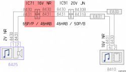 Schemat elektryczny złącza i przewodów głośnika i modułu sterującego