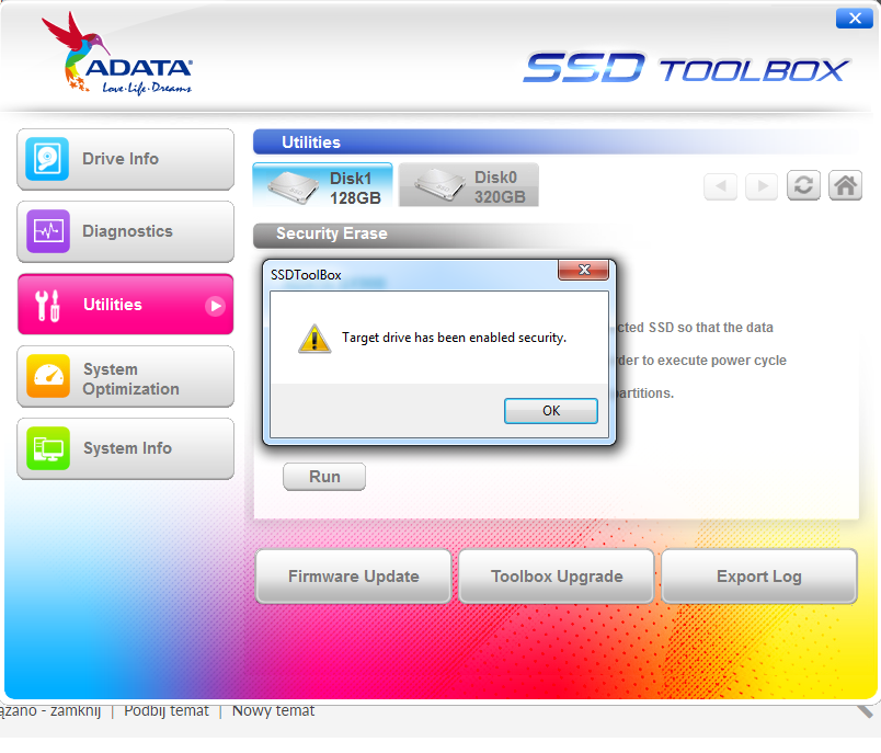 Adata SX900 W urządzeniu \Device\Harddisk0\DR0 wystąpił zły blok.