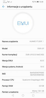 Czy Huawei Y7 2019 otrzyma aktualizację do EMUI 9 w 2020 roku?
