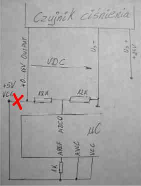 Podłączenie czujnika ciśnienia do przetwornika adc AVR