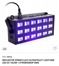 Reflektor oświetlacz ultrafiolet LED z włączonym światłem UV.