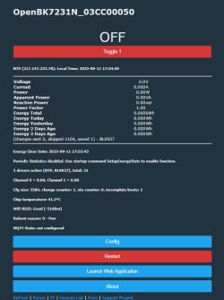 OpenBK7231N interface with device turned off and detailed energy stats