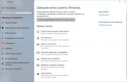 Ekran ustawień zabezpieczeń systemu Windows z widocznymi opcjami ochrony.