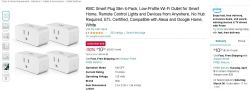 KMC smart plug four-pack with product offer description on a webpage.