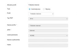 Ekład konfiguracyjny połączenia internetowego T-Mobile