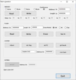 Flash Memory Operation Interface Graphical user interface for a flash memory operation application.