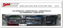 Image from a manual showing a BOSCH ECU connector with labeled pins for power, ground, CAN signals, and GPT signals.
